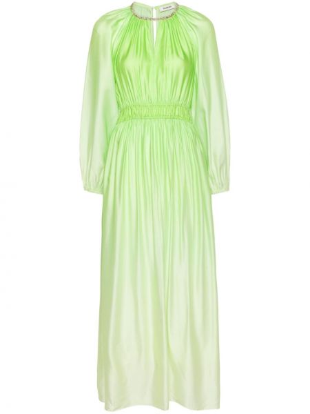Saténové večerné šaty s prechodom farieb Sandro zelená