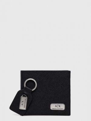 Кожаный кошелек и брелок Armani Exchange черный