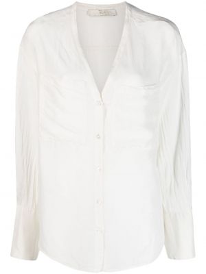 Копринена риза с v-образно деколте Tela бяло