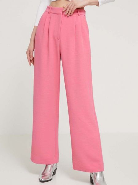 Proste spodnie z wysoką talią Abercrombie & Fitch różowe