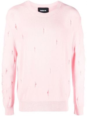 Obrabljen pulover z okroglim izrezom Barrow roza