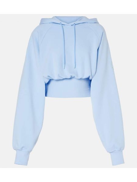 Jersey pamuklu hoodie Adidas By Stella Mccartney mavi