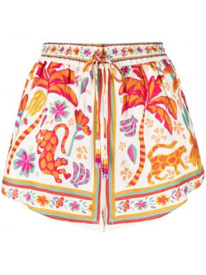 Pantaloni scurți cu imagine cu imprimeu tropical Farm Rio alb