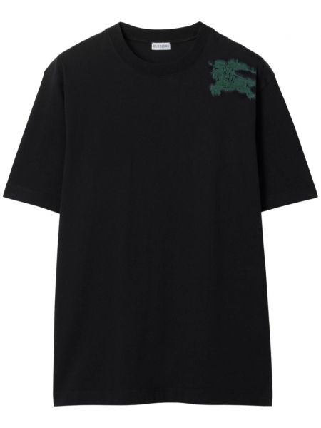Kokvilnas t-krekls Burberry melns