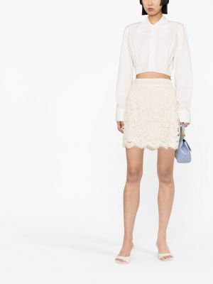 Krajkové květinové mini sukně Dolce & Gabbana bílé