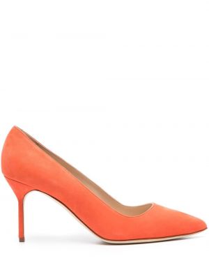 Pantofi cu toc din piele de căprioară Manolo Blahnik portocaliu