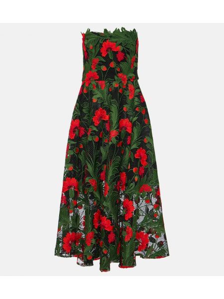 Pitsist lilleline õlapaelteta kleit Oscar De La Renta