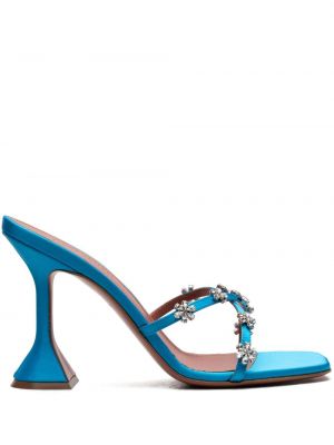 Hodvábne saténové sandále Amina Muaddi modrá