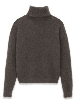 Moherowy sweter Saint Laurent brązowy