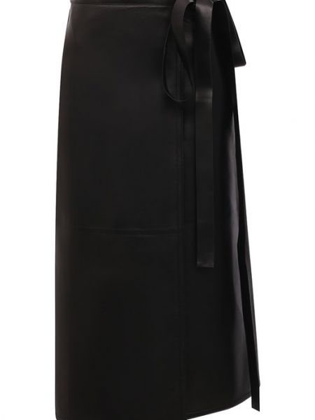 Кожаная юбка Valentino черная