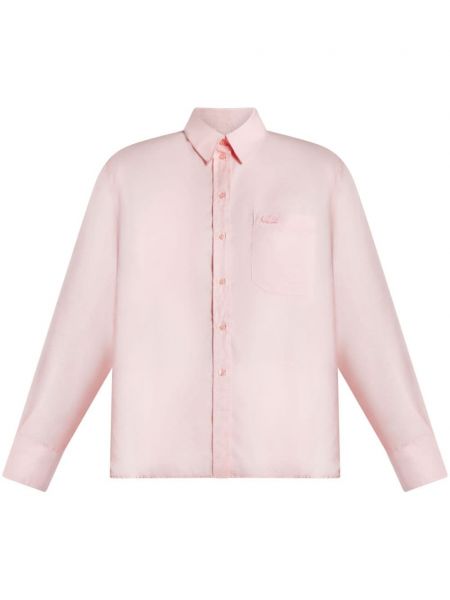 Chemise en coton avec applique Lacoste rose