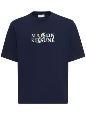 Oversized kvetinové tričko Maison Kitsuné biela