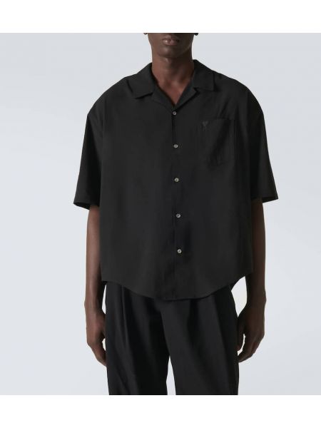 Βαμβακερό πουκάμισο Ami Paris μαύρο
