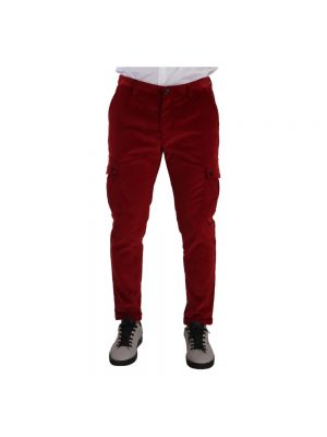 Spodnie cargo bawełniane Dolce And Gabbana czerwone