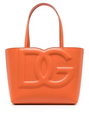 Geantă shopper din piele Dolce & Gabbana portocaliu