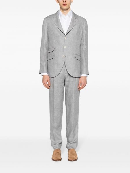 Lněný oblek Brunello Cucinelli šedý