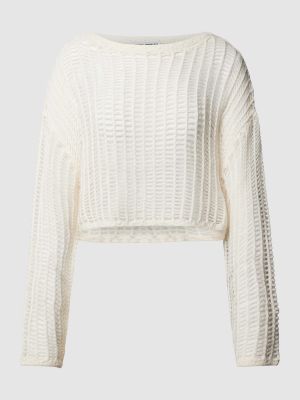 Dzianinowy sweter z siateczką Review biały