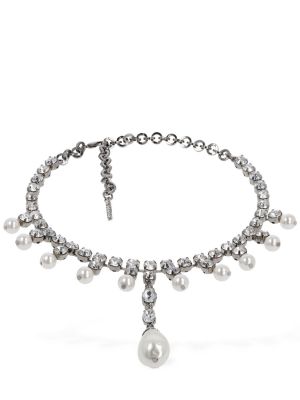 Naszyjnik z perełkami z kryształkami Alessandra Rich srebrny