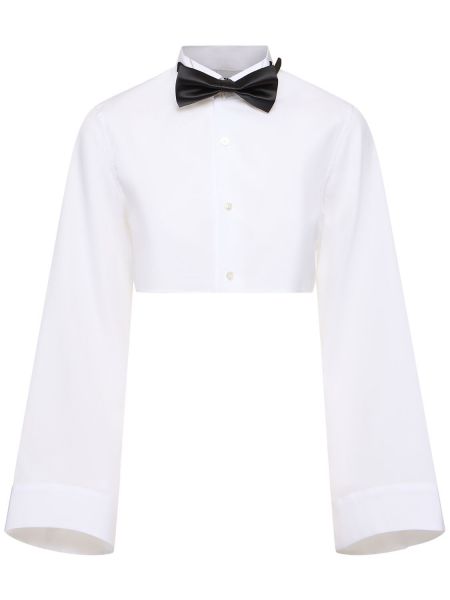 Bavlněná saténová košile Noir Kei Ninomiya bílá