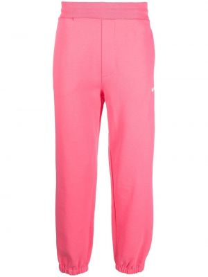Памучни спортни панталони с принт Msgm розово