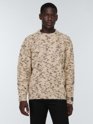 Moherowy sweter wełniany Raf Simons beżowy