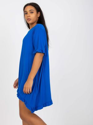 Oversized μini φόρεμα με βολάν Fashionhunters μπλε