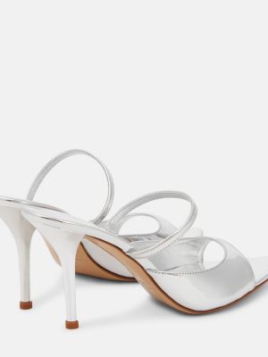 Kožené sandály z imitace kůže Gia Borghini stříbrné