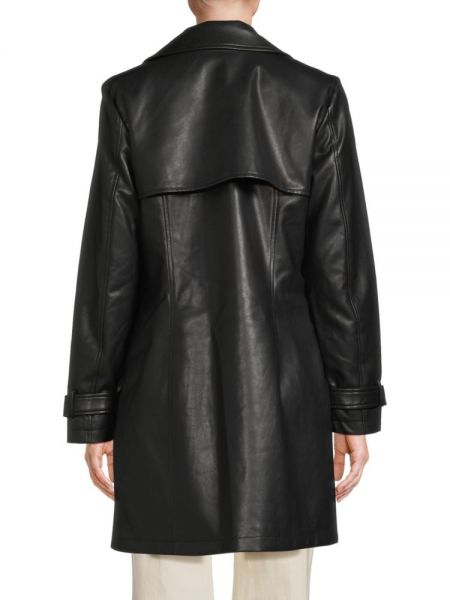 Кожаное пальто из искусственной кожи Noize черное