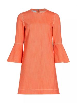 Джинсовое платье прямого кроя с рукавами-колокольчиками Akris Punto, orange