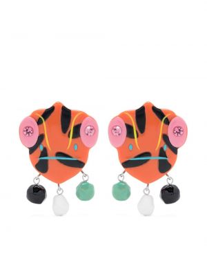 Boucles d'oreilles à imprimé à motifs abstraits à boucle Bimba Y Lola orange