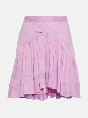 Хлопковая шелковая юбка мини Isabel Marant розовая