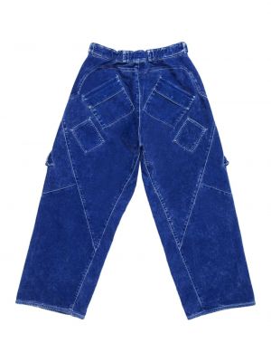 Welurowe haftowane spodnie cargo Marcelo Burlon County Of Milan niebieskie