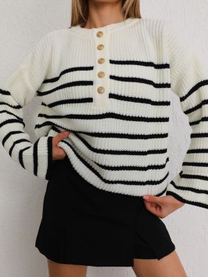 Oversize svītrainas džemperis ar pogām Bi̇keli̇fe
