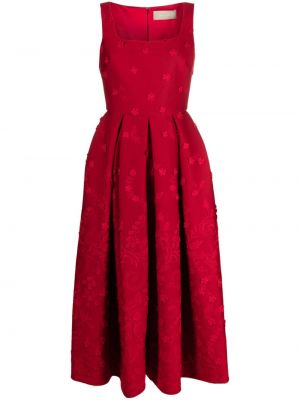 Sukienka wieczorowa w kwiatki plisowana Elie Saab czerwona