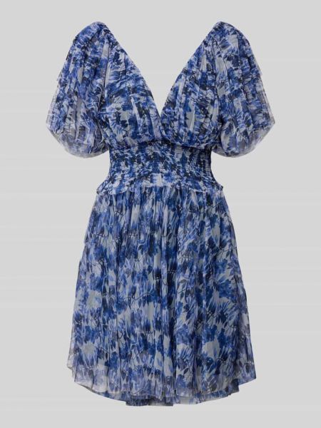 Sukienka koktajlowa z dekoltem w serek Lace & Beads niebieska