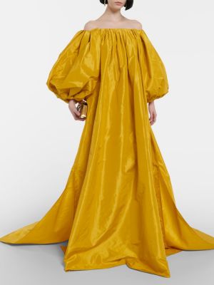 Jedwabna sukienka długa Oscar De La Renta żółta