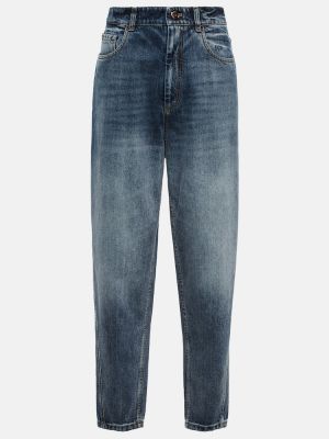 Skinny fit džínsy s vysokým pásom Brunello Cucinelli modrá
