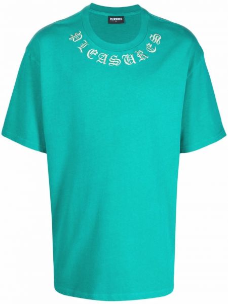 Camiseta con bordado Pleasures verde