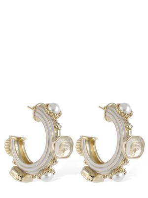 Gradienta krāsas auskari ar pērļu Casablanca zelts
