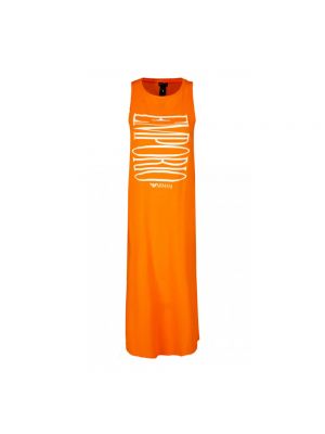 Sukienka długa bawełniana Emporio Armani pomarańczowa