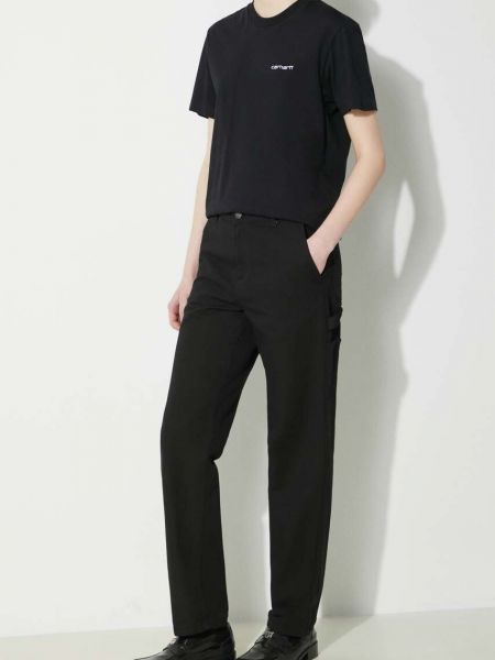 Jednobarevné bavlněné kalhoty s vysokým pasem Carhartt Wip černé