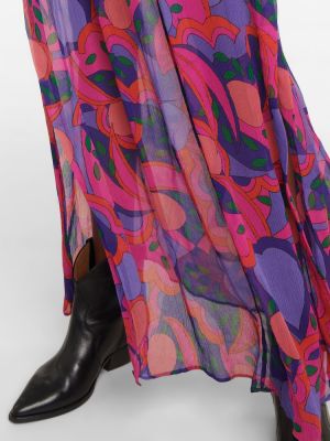 Svilena dolga obleka iz šifona s potiskom Isabel Marant