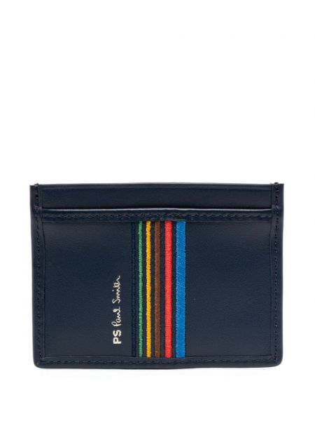 Kožená peňaženka s výšivkou Ps Paul Smith modrá