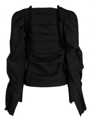 Plisēti jaka ar rāvējslēdzēju Yohji Yamamoto melns