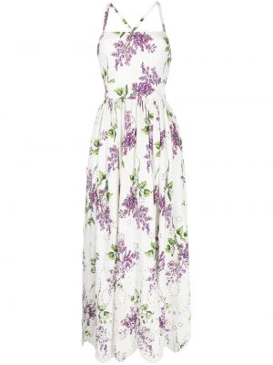 Sukienka midi w kwiatki z nadrukiem Elie Saab biała