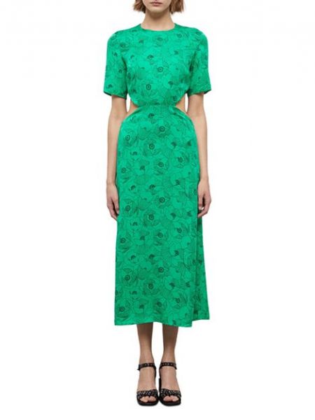 Платье миди с вырезами и графическим принтом «Маки» The Kooples, Green