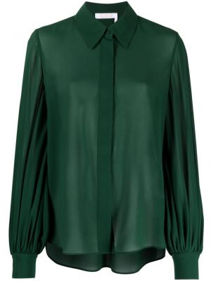 Прозрачна копринена риза Chloé зелено