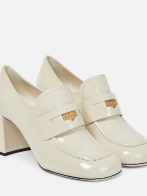Кожени полуотворени обувки от лакирана кожа Miu Miu бяло