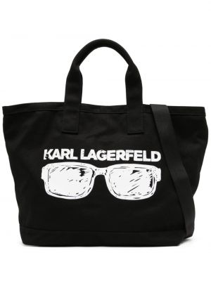 Geantă shopper cu imagine Karl Lagerfeld negru