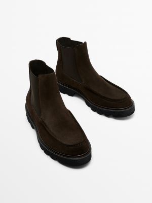 Замшевые ботинки челси Massimo Dutti коричневые